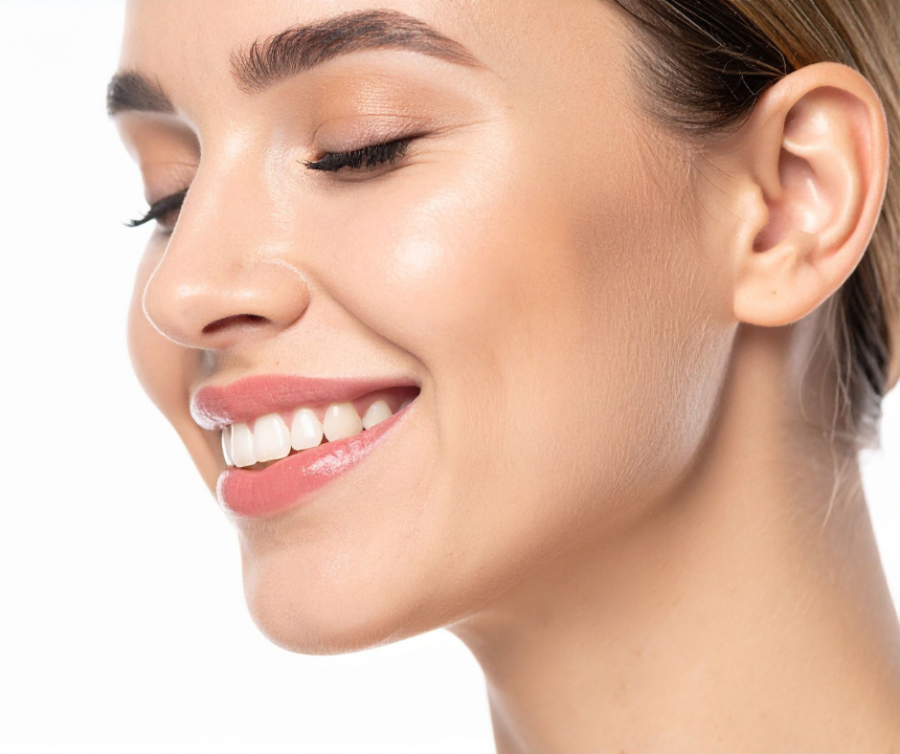 ozempic face woman smiling